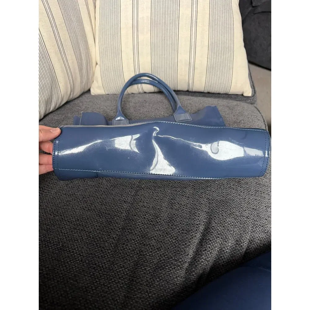 Tory Burch Ella Patent Leather Small Nylon Tote Blue